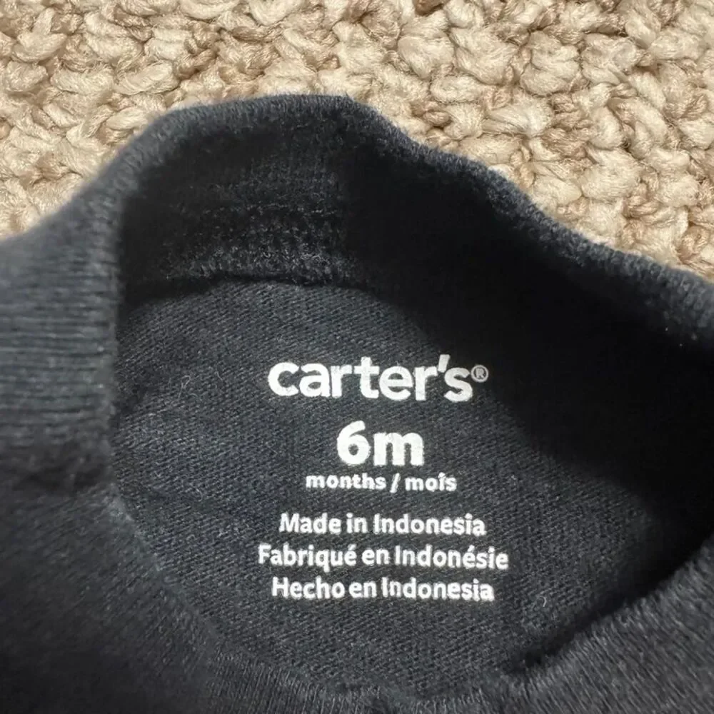 Carter's Baby Halloween Pumpkin Candy Long Sleeve Shirt Black Gray 6 Months